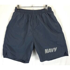US Navy PT Shorts Small Blue Lined Elastic Waist Training Running 8" Inseam